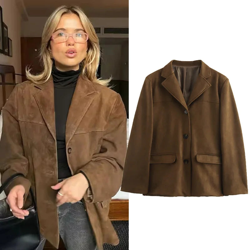 Mirla | Brun Läderjacka - Premium Mocka för Övergångskläder-Eva Jonsson