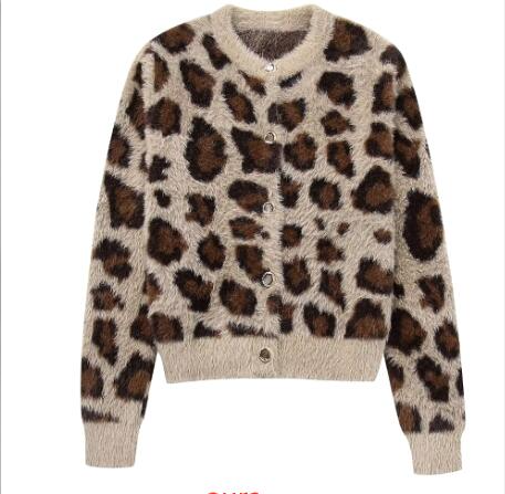 Mirla | Brun Leopard Stickad Jacka-Eva Jonsson