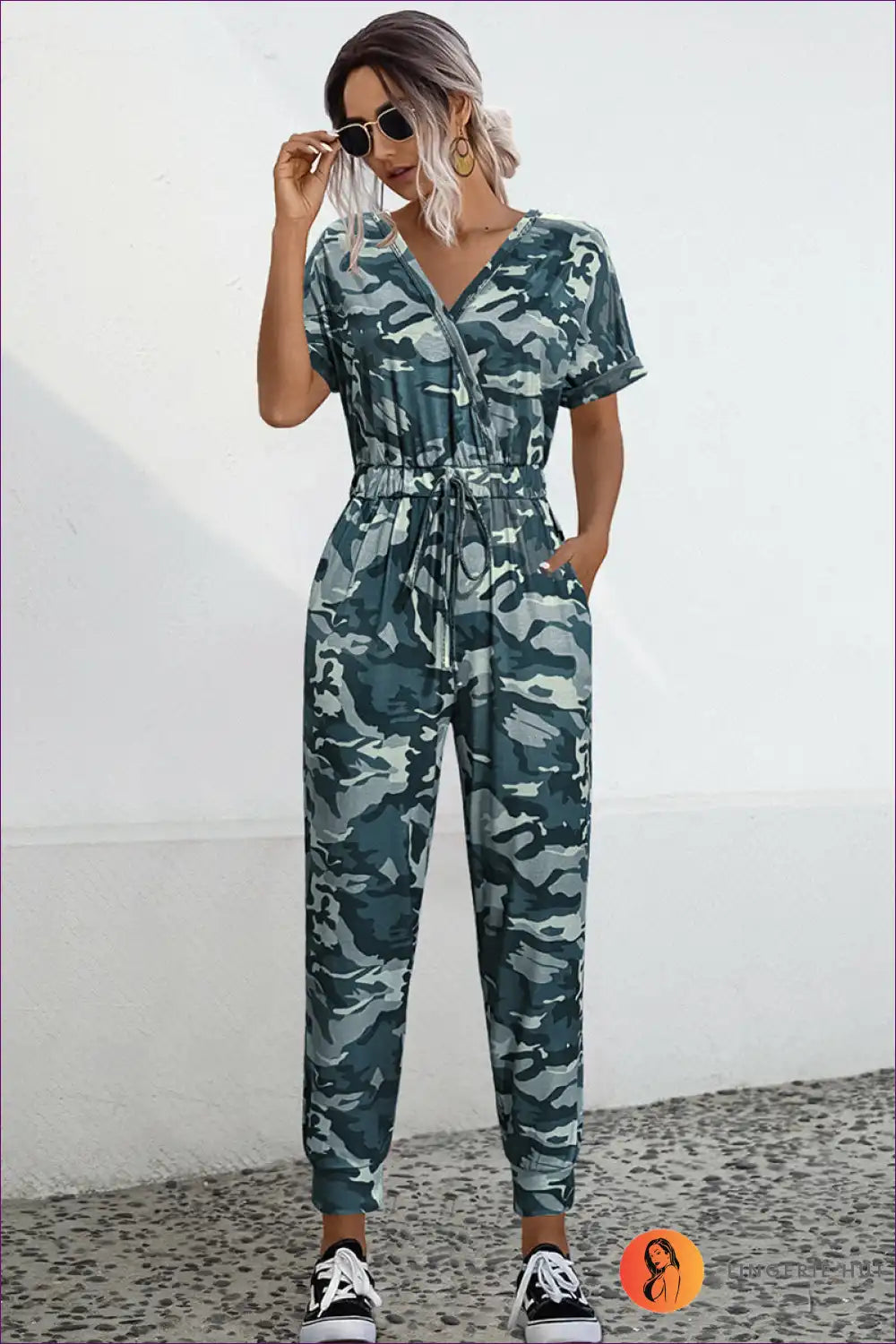Mirla | Camo V-urtagen Bindesprunganzug - Lättsommarskylning-Eva Jonsson