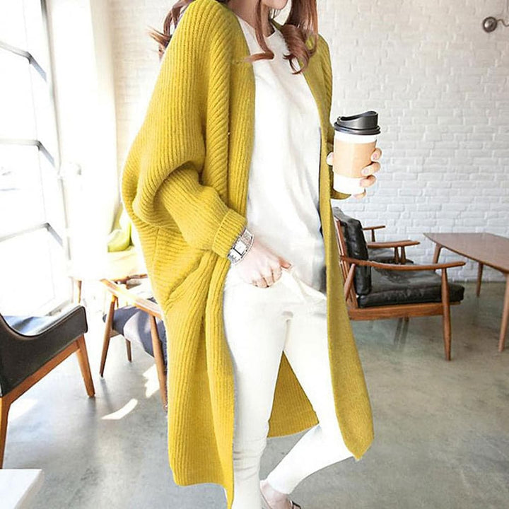 Mirla | Cardigan Lång Stickad Jacka Oversized Passform Öppen Framsida Mjuk och Varm-Eva Jonsson