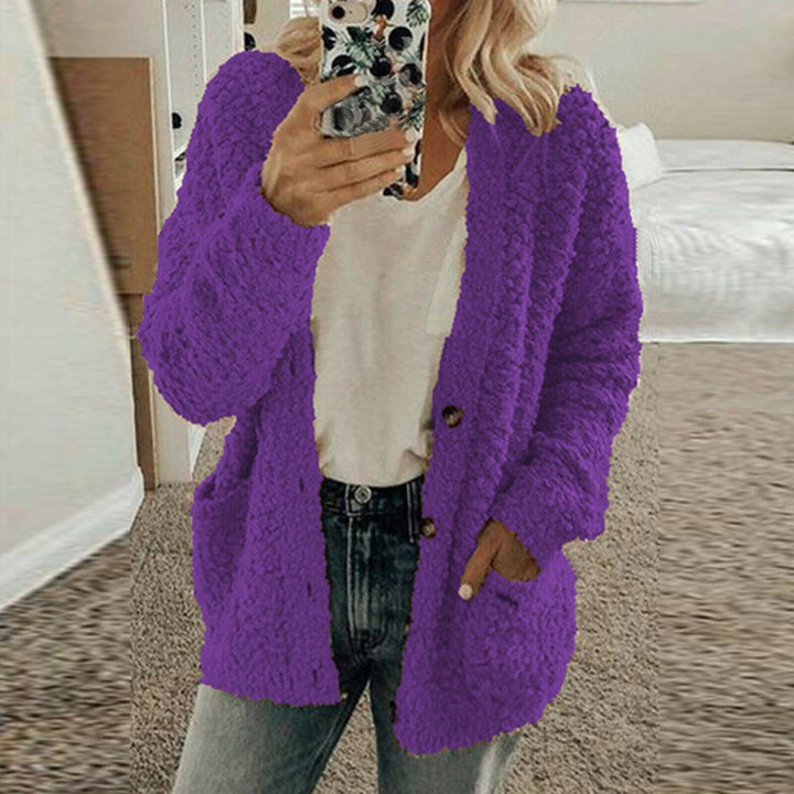 Mirla | Cardigan Mjuk Ull Stickad Avslappnad Snitt Grov Stickning med Framlappar-Eva Jonsson