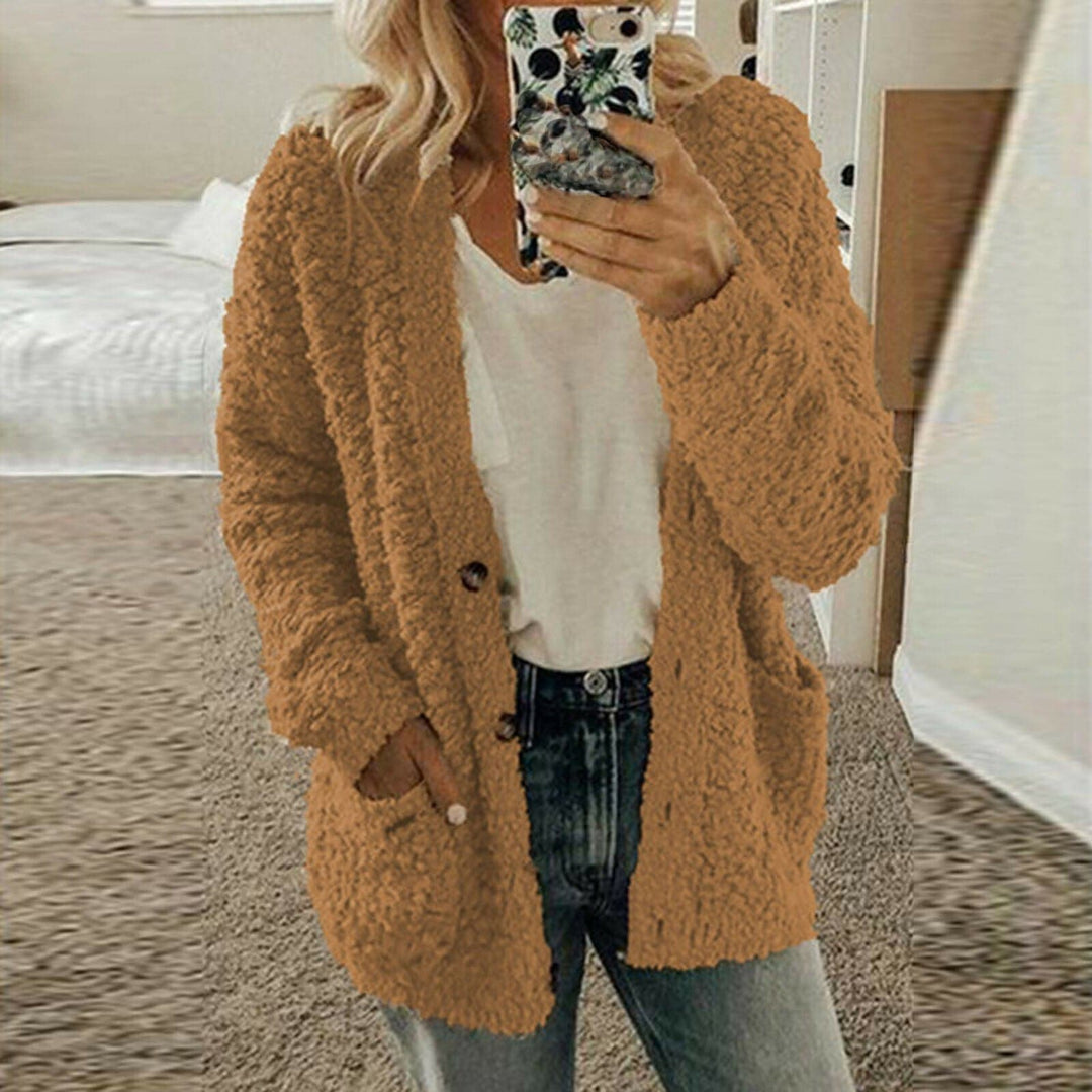 Mirla | Cardigan Mjuk Ull Stickad Avslappnad Snitt Grov Stickning med Framlappar-Eva Jonsson