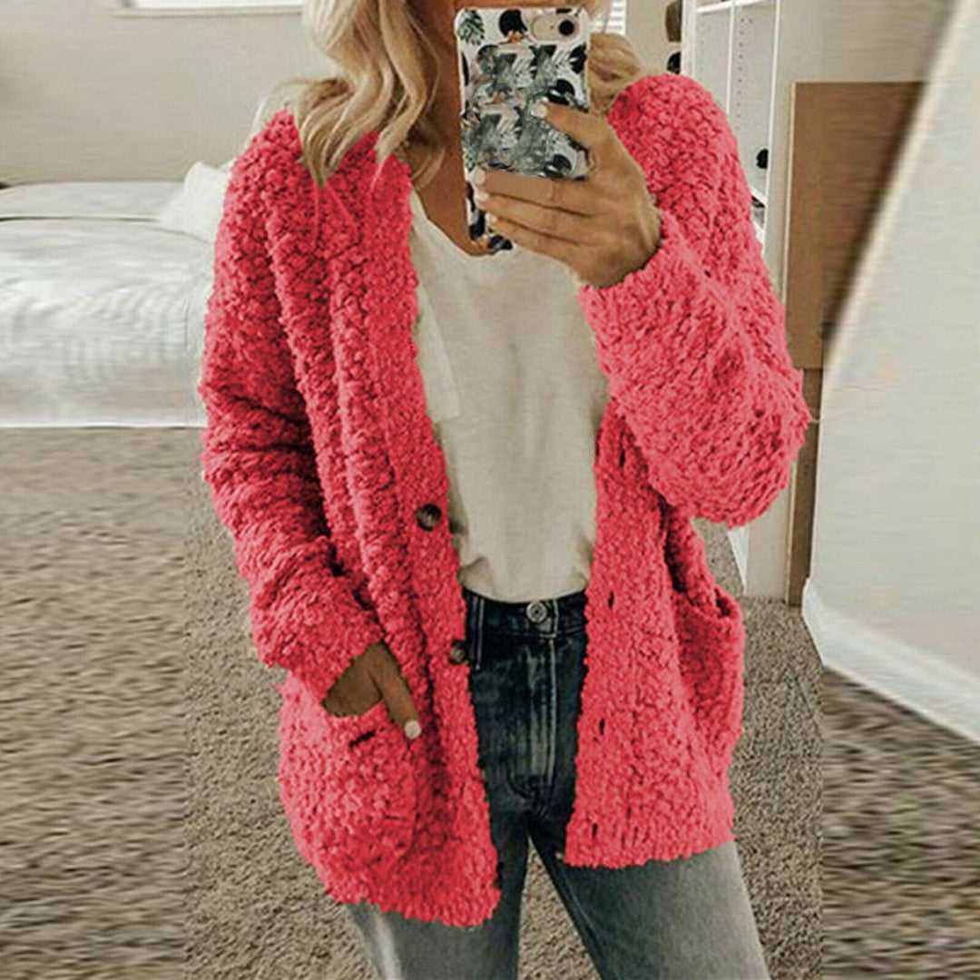 Mirla | Cardigan Mjuk Ull Stickad Avslappnad Snitt Grov Stickning med Framlappar-Eva Jonsson