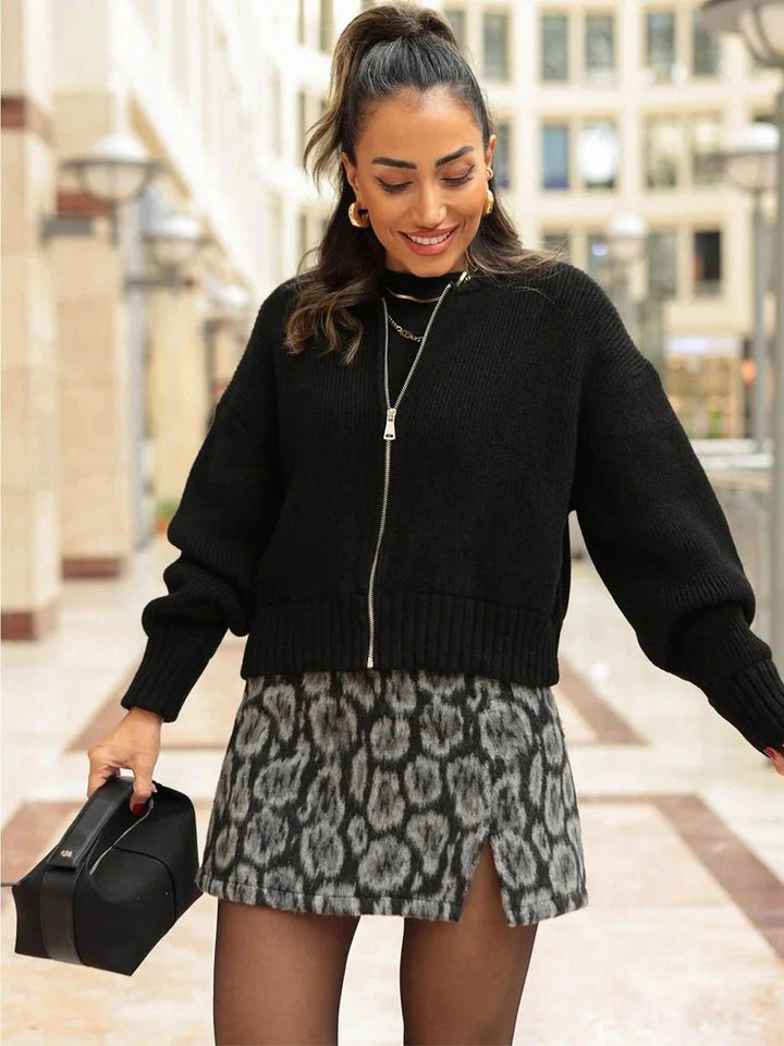 Mirla | Cardigan Vintage Stickjacka med Dragkedja-Eva Jonsson