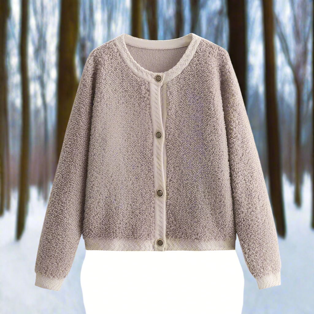 Mirla | Cardigan-jacka Mjuk teddy-textur Öppen framsida Avslappnad passform-Eva Jonsson