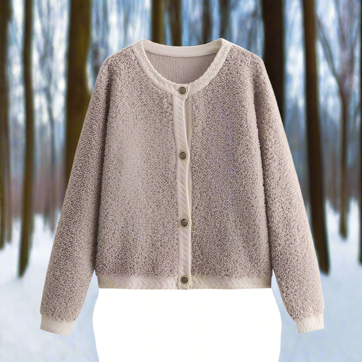 Mirla | Cardigan-jacka Mjuk teddy-textur Öppen framsida Avslappnad passform-Eva Jonsson