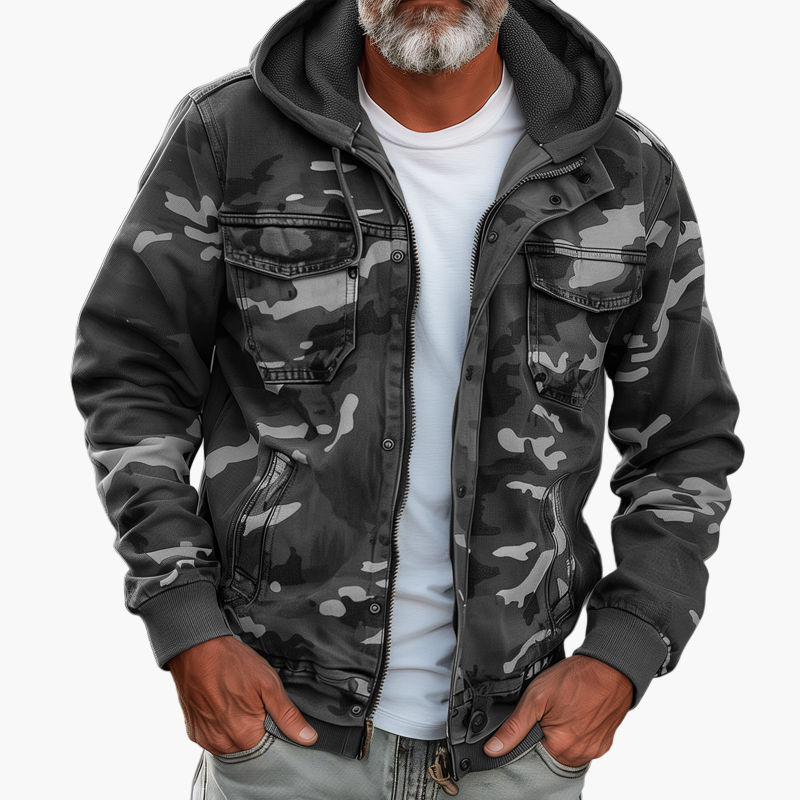 Mirla | Cargo-Jacka I Camouflage-Stil med Huva - Modig Utomhus- och Streetwear-Look-Eva Jonsson