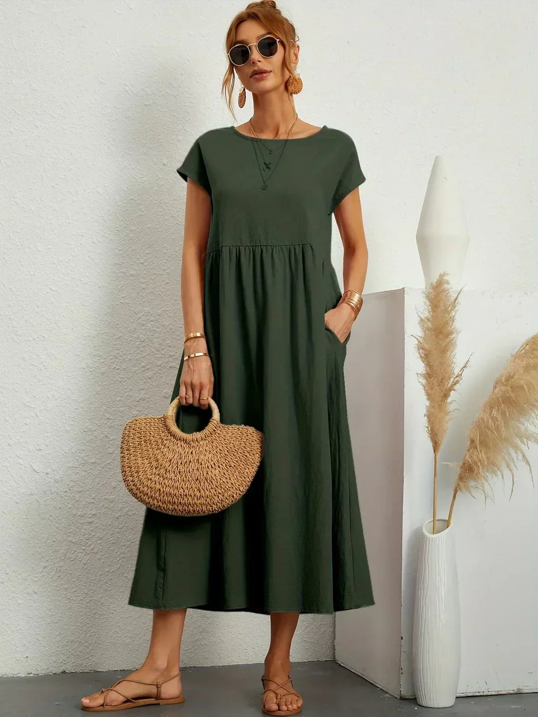 Mirla | Casual Elegant Bomull och Linneklänning-Eva Jonsson