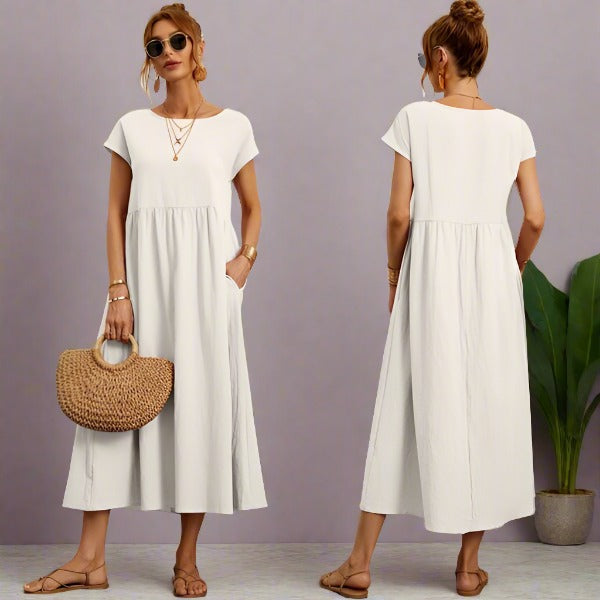 Mirla | Casual Elegant Bomull och Linneklänning-Eva Jonsson