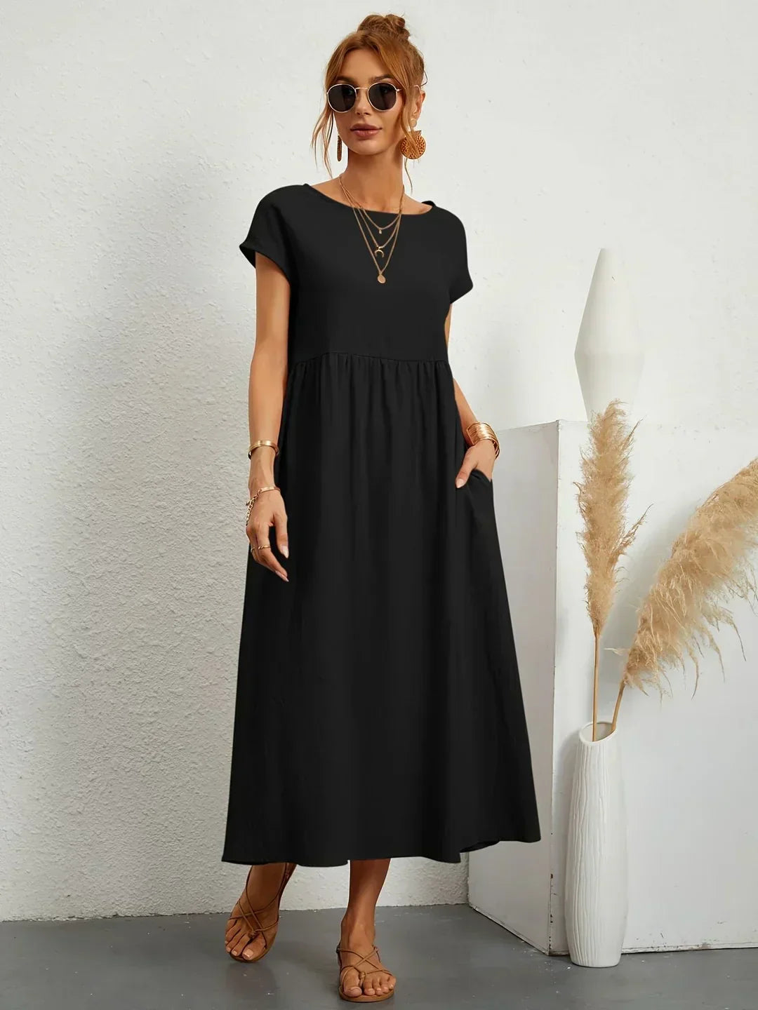 Mirla | Casual Elegant Bomull och Linneklänning-Eva Jonsson