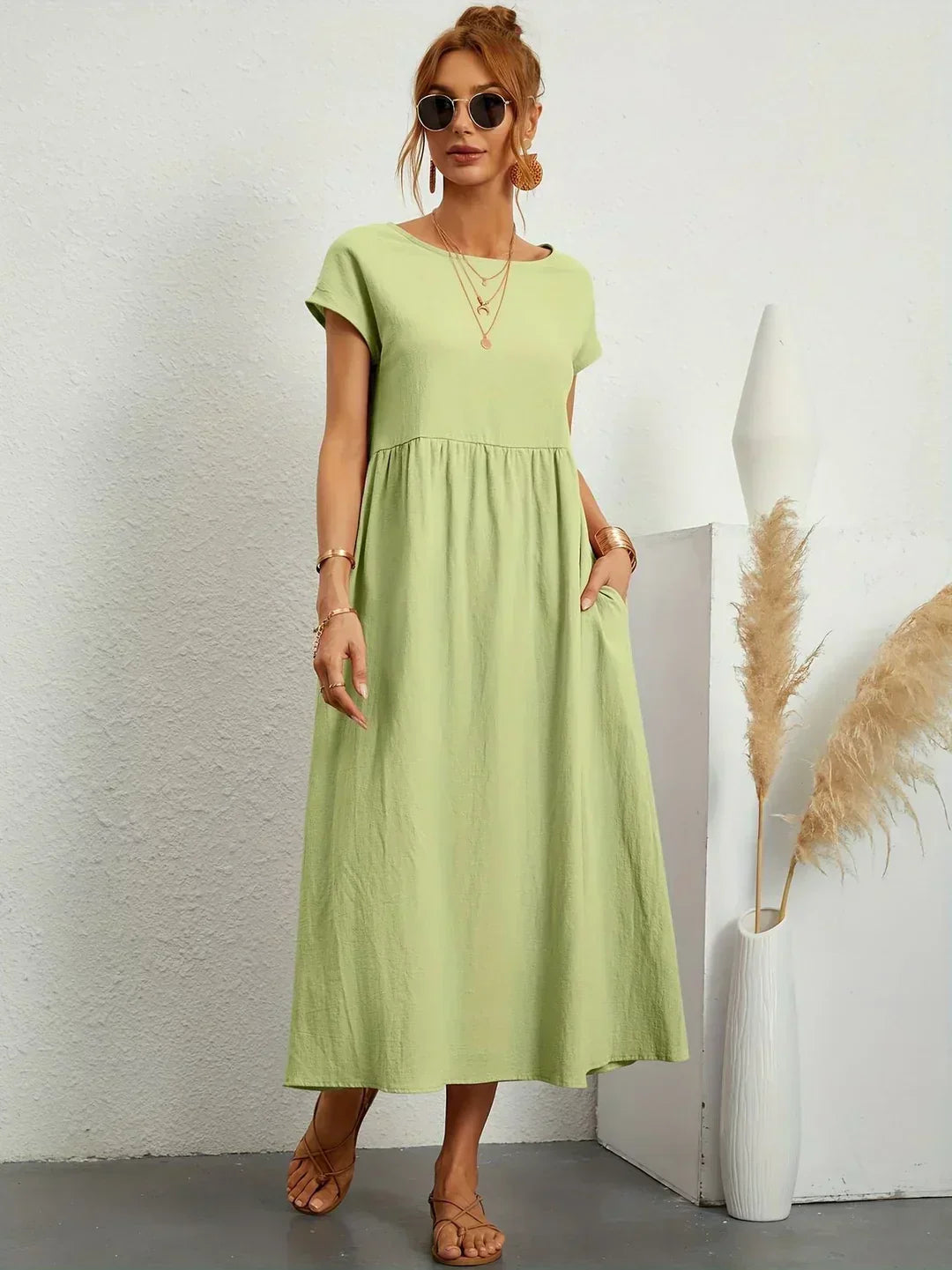 Mirla | Casual Elegant Bomull och Linneklänning-Eva Jonsson