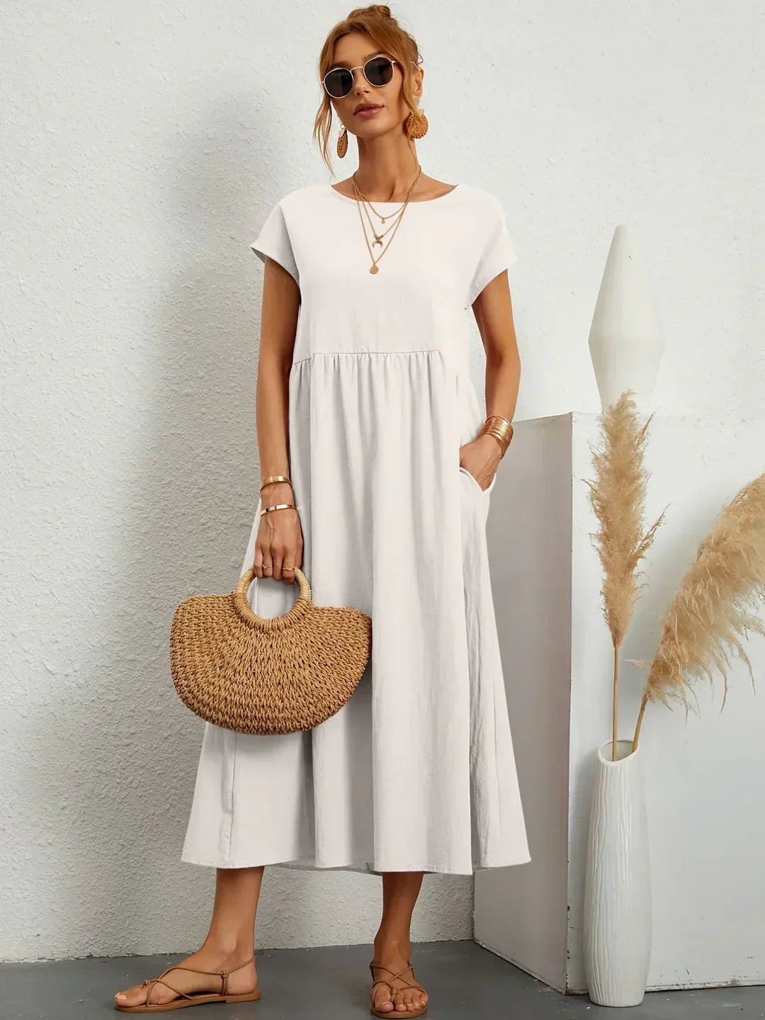 Mirla | Casual Elegant Bomull och Linneklänning-Eva Jonsson