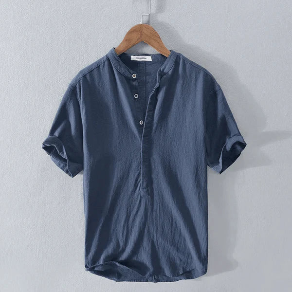 Mirla | Casual Henley T-shirt med knappslå och kort ärm-Eva Jonsson