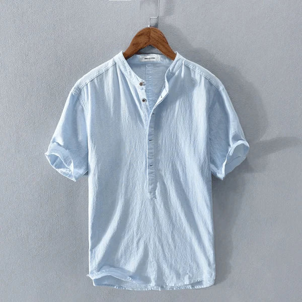 Mirla | Casual Henley T-shirt med knappslå och kort ärm-Eva Jonsson