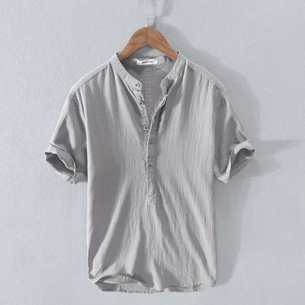 Mirla | Casual Henley T-shirt med knappslå och kort ärm-Eva Jonsson