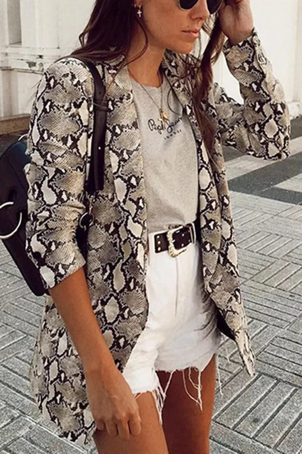 Mirla | Charmer Ormsmönster Revers Löst Blazer-Eva Jonsson