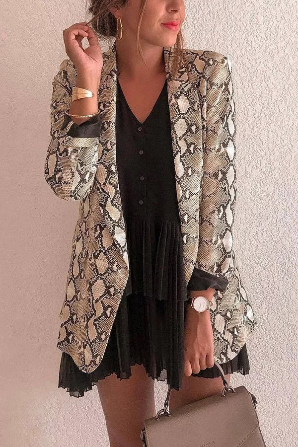 Mirla | Charmer Ormsmönster Revers Löst Blazer-Eva Jonsson