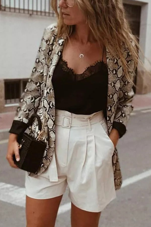 Mirla | Charmer Ormsmönster Revers Löst Blazer-Eva Jonsson