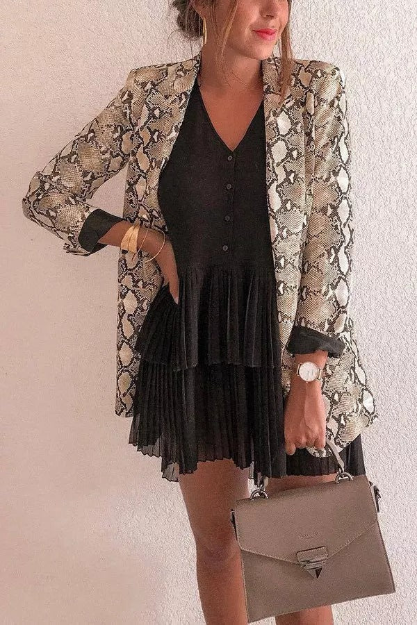 Mirla | Charmer Ormsmönster Revers Löst Blazer-Eva Jonsson