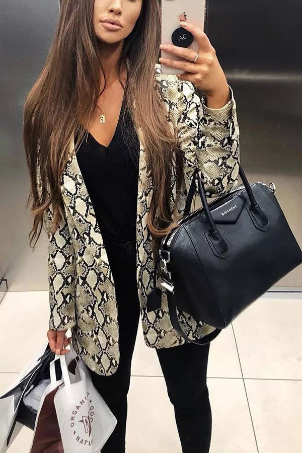 Mirla | Charmer Ormsmönster Revers Löst Blazer-Eva Jonsson