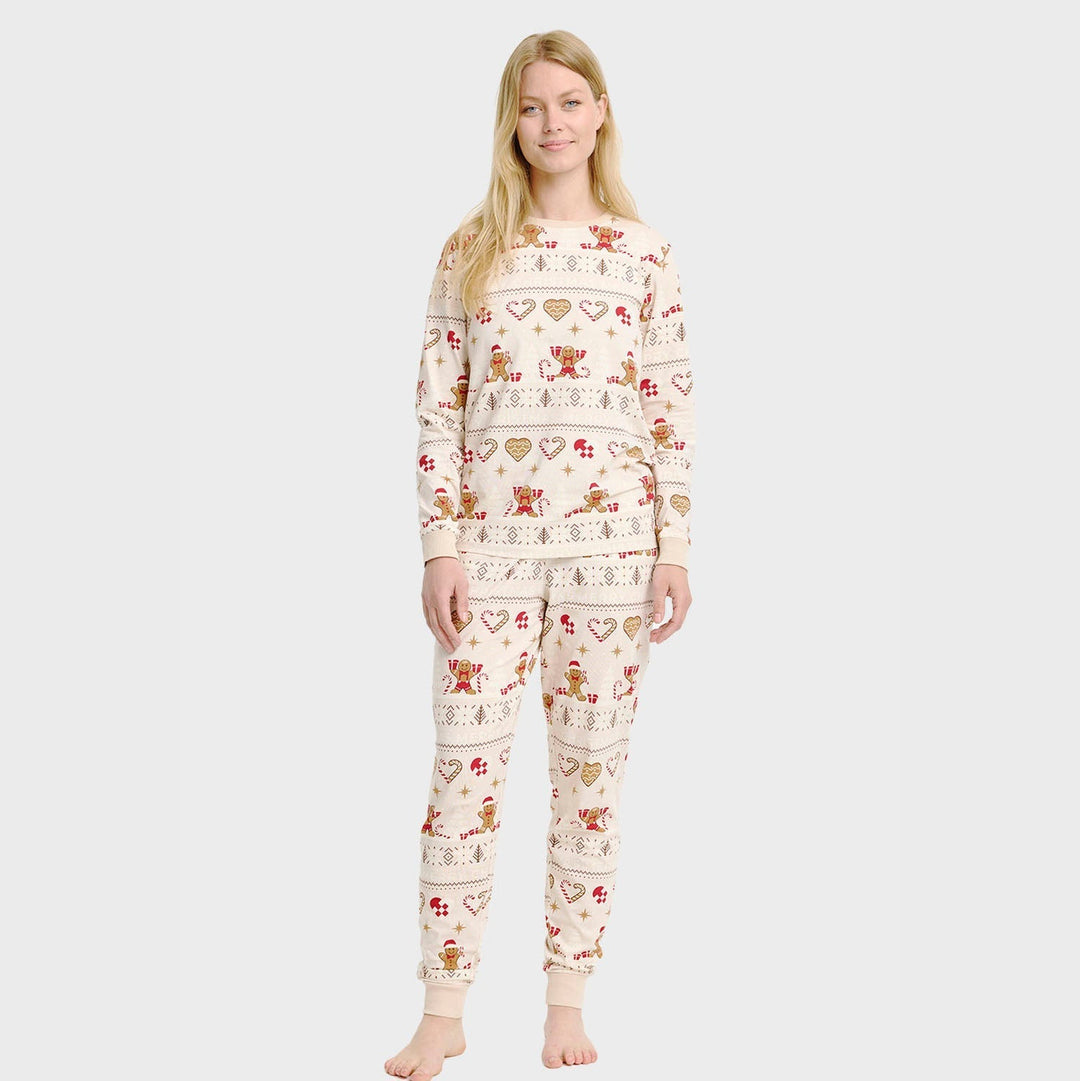 Mirla | Christmas Cookie Julpyjamas Beige - Dam-Eva Jonsson
