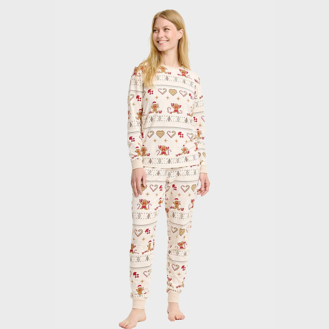 Mirla | Christmas Cookie Julpyjamas Beige - Dam-Eva Jonsson