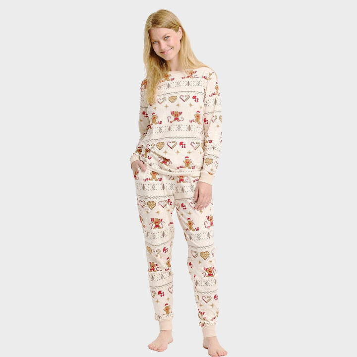 Mirla | Christmas Cookie Julpyjamas Beige - Dam-Eva Jonsson