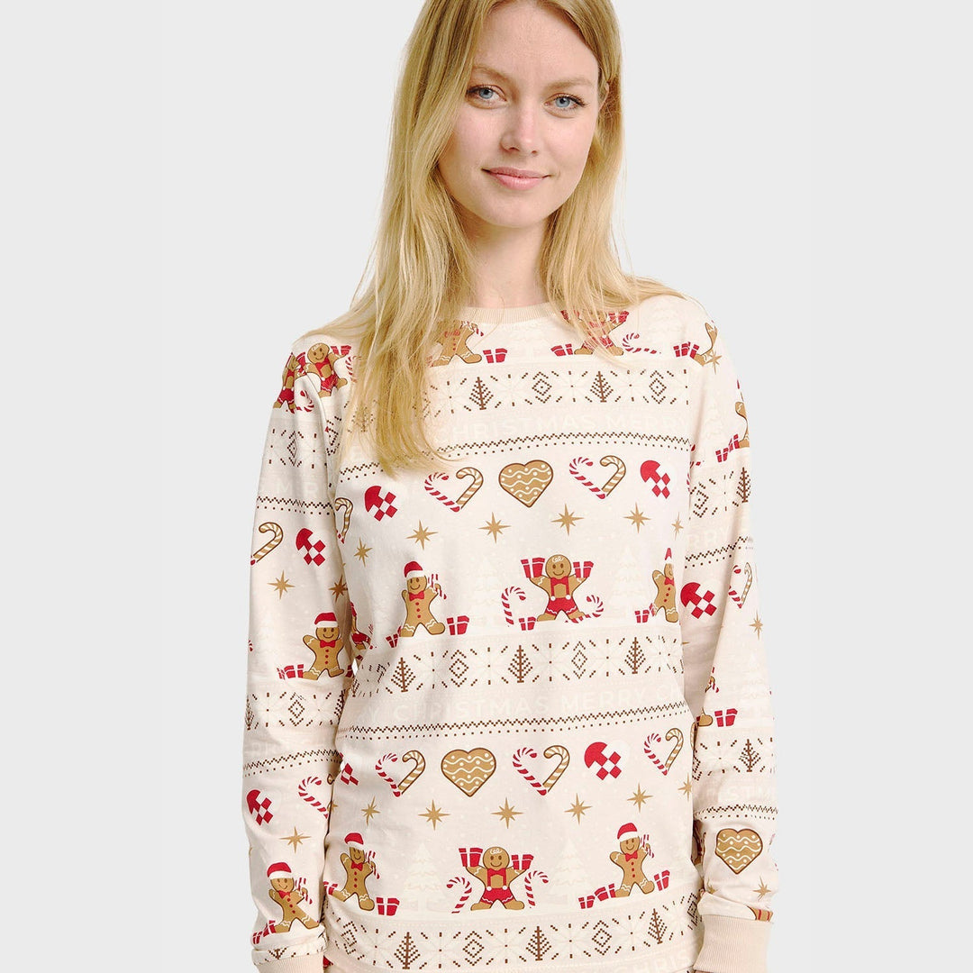 Mirla | Christmas Cookie Julpyjamas Beige - Dam-Eva Jonsson