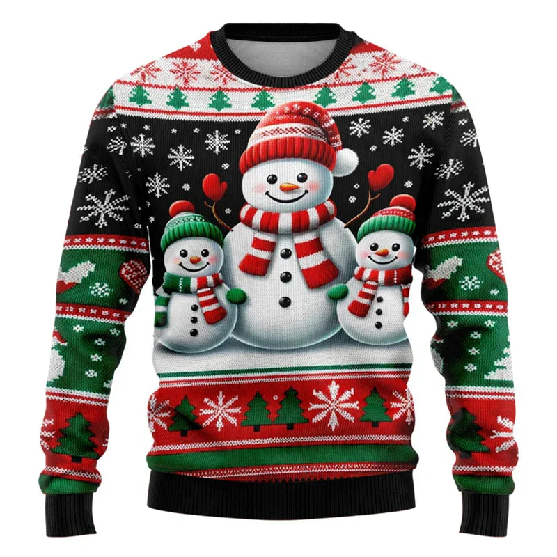 Mirla | Christmas Sweater - Unisex 3D Snowman & Santa Design With Comfortable Fit-Eva Jonsson