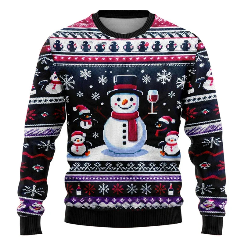 Mirla | Christmas Sweater - Unisex 3D Snowman & Santa Design With Comfortable Fit-Eva Jonsson