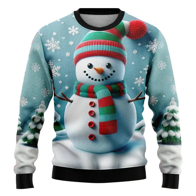 Mirla | Christmas Sweater - Unisex 3D Snowman & Santa Design With Comfortable Fit-Eva Jonsson