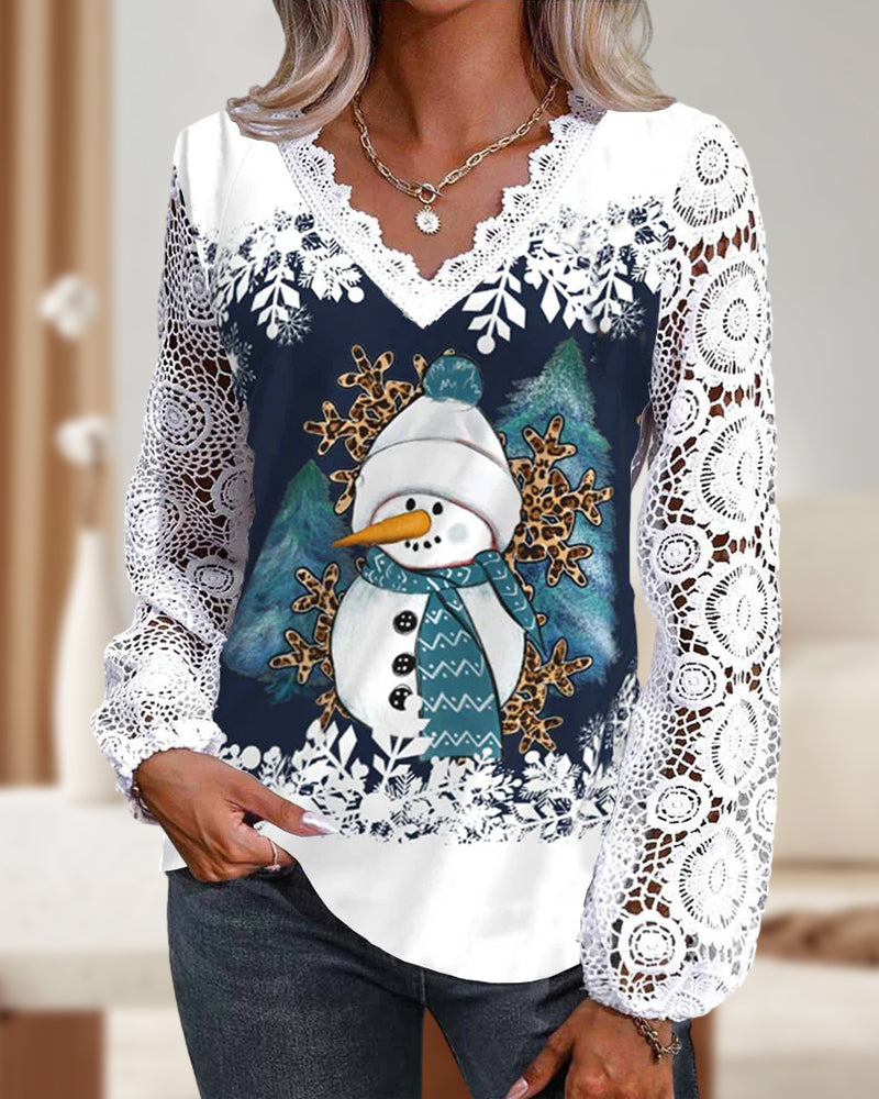 Mirla | Christme Snögubbe-Mönster-Skjorta-Eva Jonsson