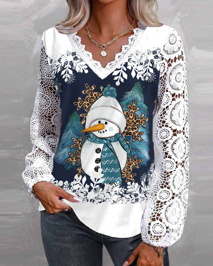 Mirla | Christme Snögubbe-Mönster-Skjorta-Eva Jonsson