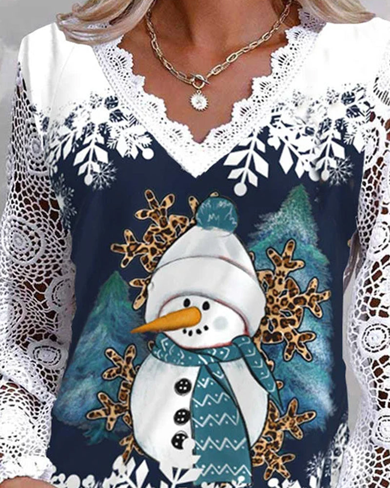 Mirla | Christme Snögubbe-Mönster-Skjorta-Eva Jonsson