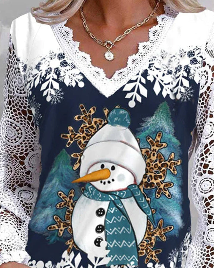 Mirla | Christme Snögubbe-Mönster-Skjorta-Eva Jonsson