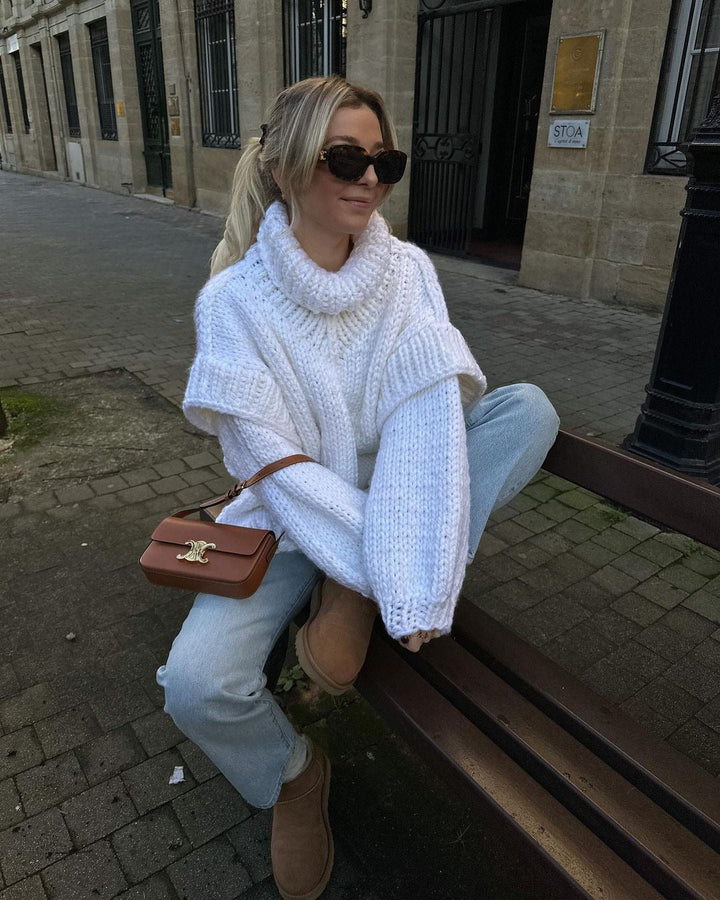 Mirla | Chunky Stickad Oversized Rullkrage Tröja för Kvinnor-Eva Jonsson