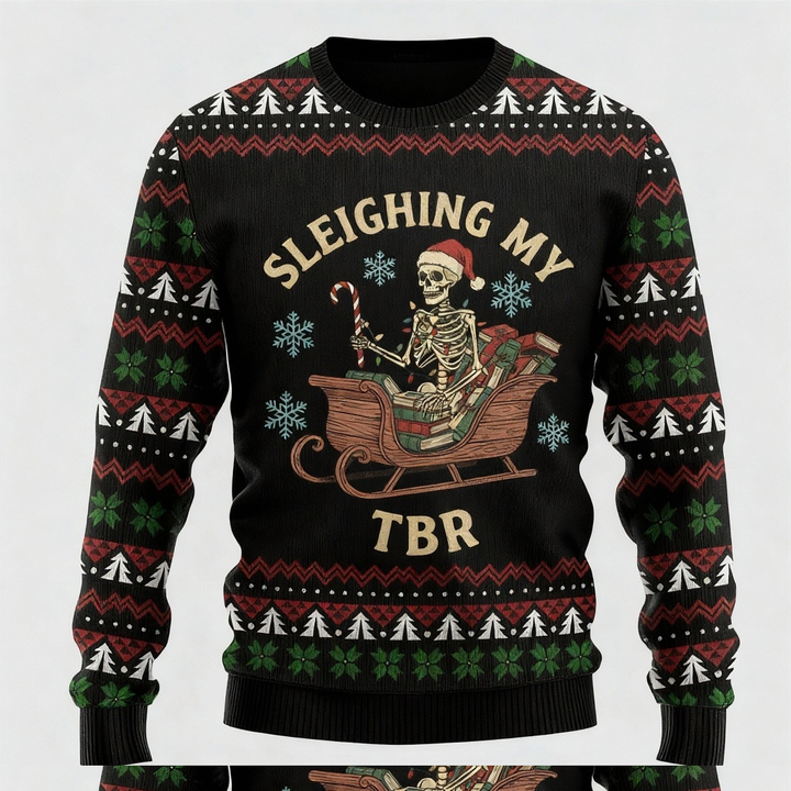 Mirla | Colorful Skull Motif - Classic Holiday Motif Ugly Sweater-Eva Jonsson