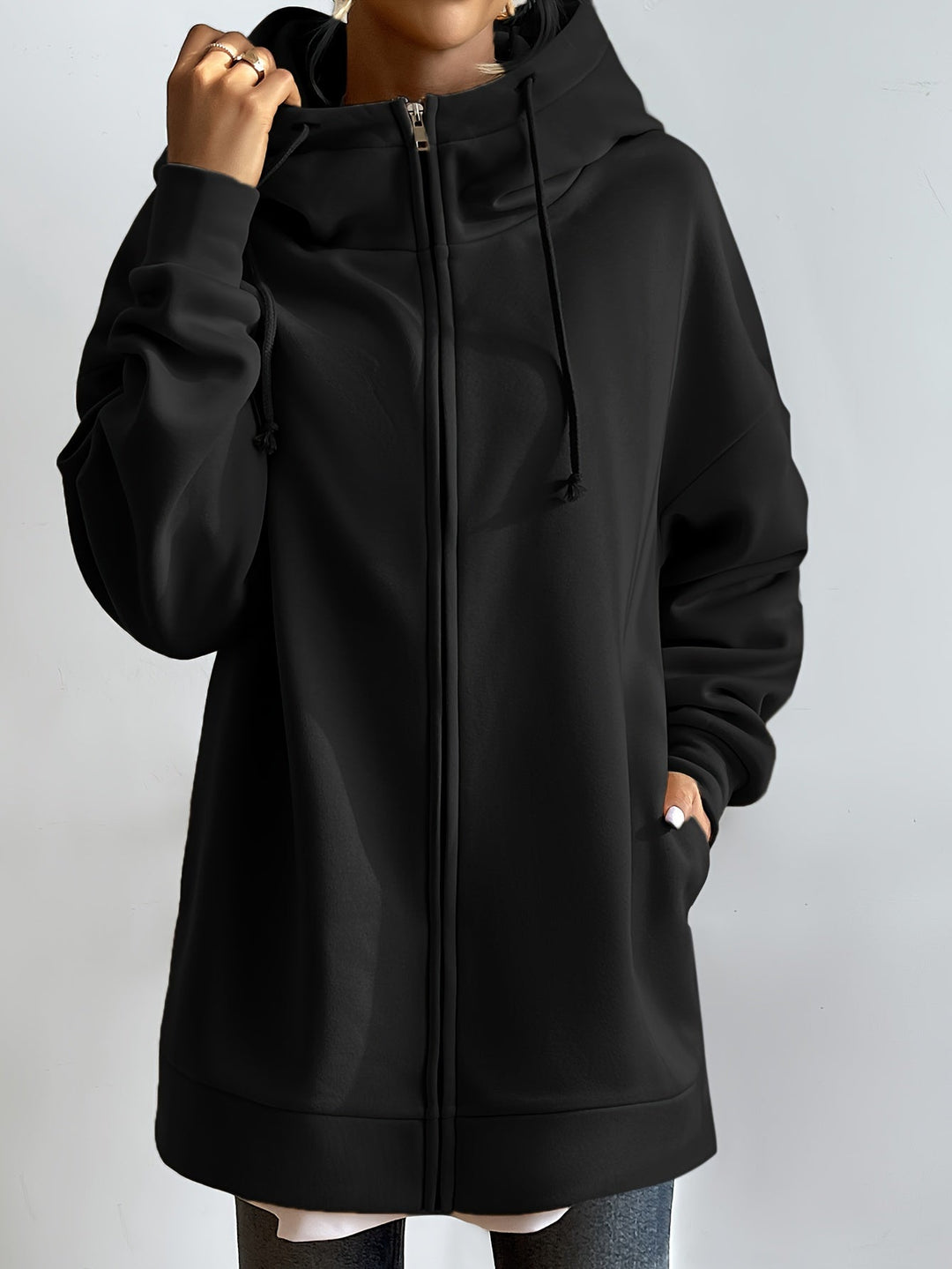 Mirla | Comfort - Extrem Bekväm Lång Zip-Up-Plush-Hoodie med Huva för Damer-Eva Jonsson