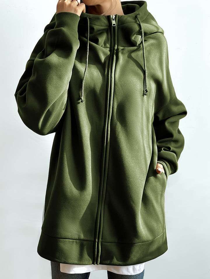 Mirla | Comfort - Extrem Bekväm Lång Zip-Up-Plush-Hoodie med Huva för Damer-Eva Jonsson