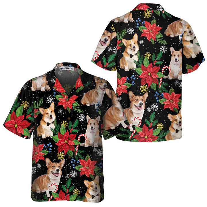 Mirla | Corgi med Julplantor Hawaii-Skjorta Rolig Corgi Julskjorta För Män & Kvinnor Bästa Julklappen-Eva Jonsson