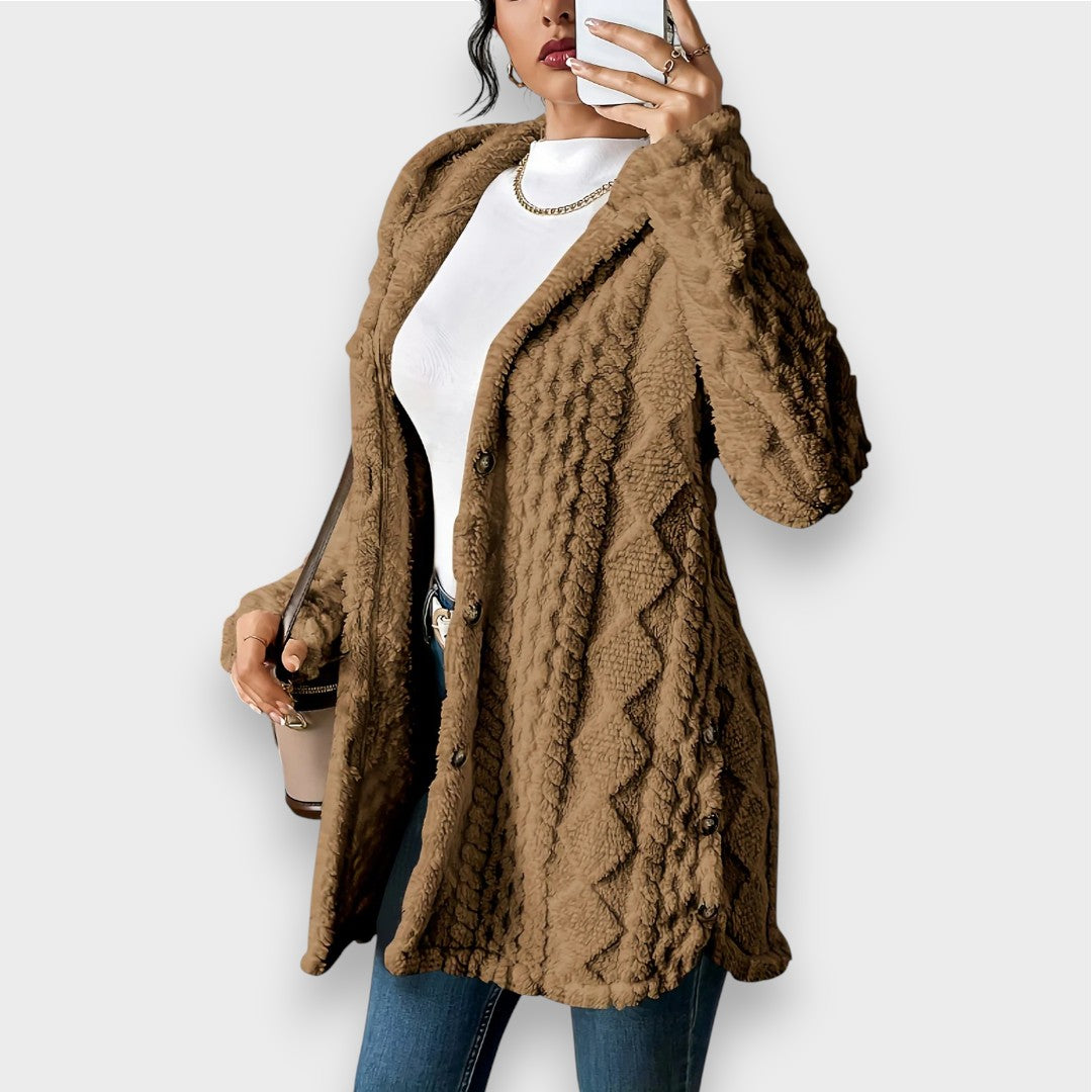 Mirla | Cozy Plush Huva Cardigan Tröja-Eva Jonsson