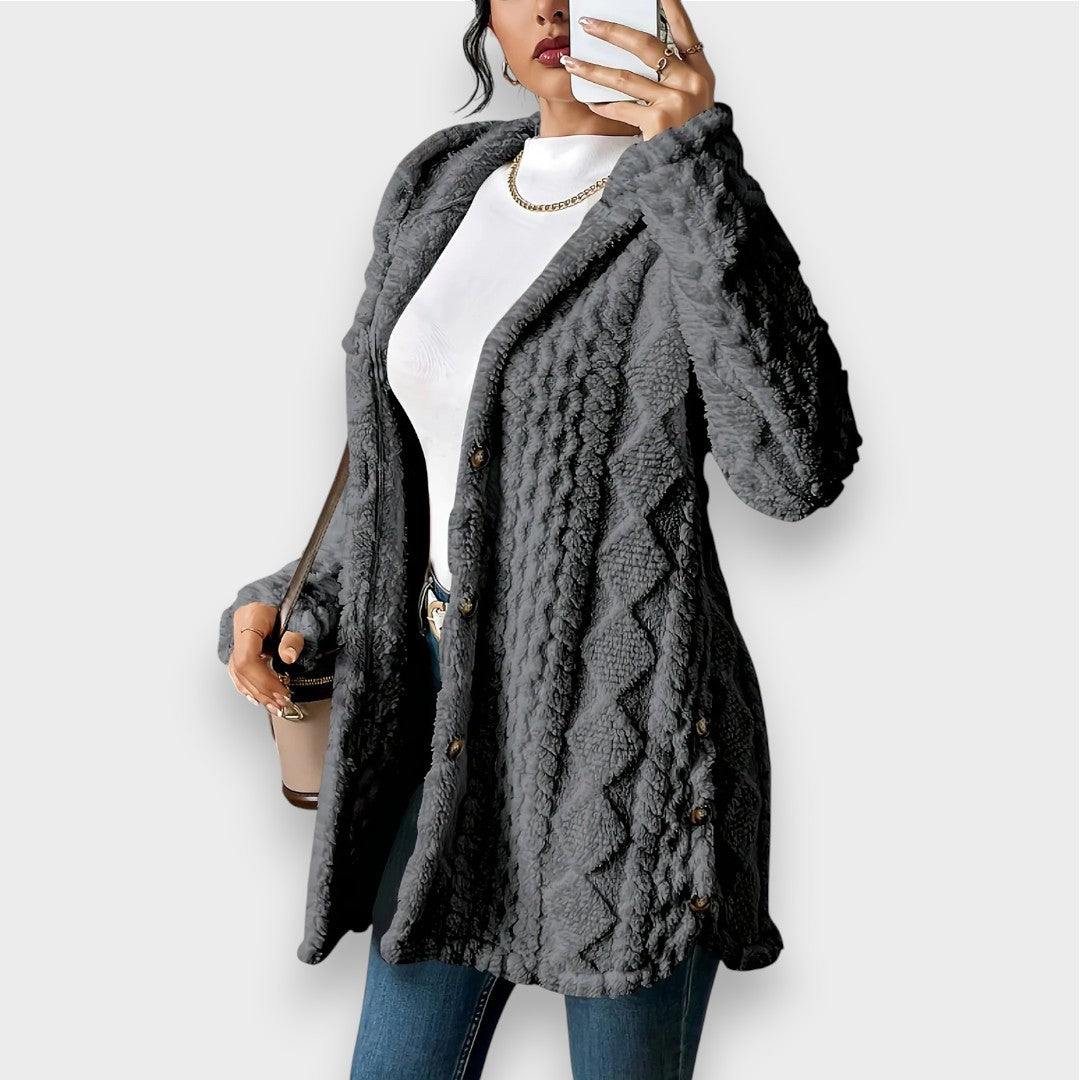 Mirla | Cozy Plush Huva Cardigan Tröja-Eva Jonsson