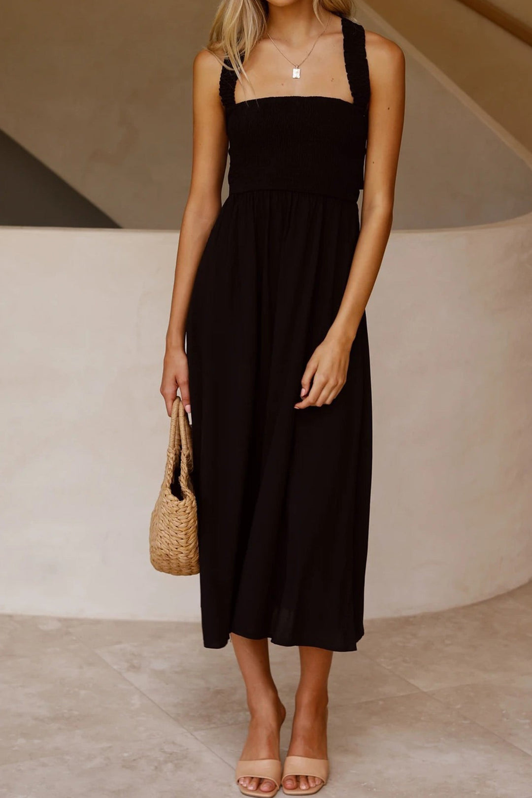 Mirla | Crisscross Tie-Back Midi Klänning-Eva Jonsson