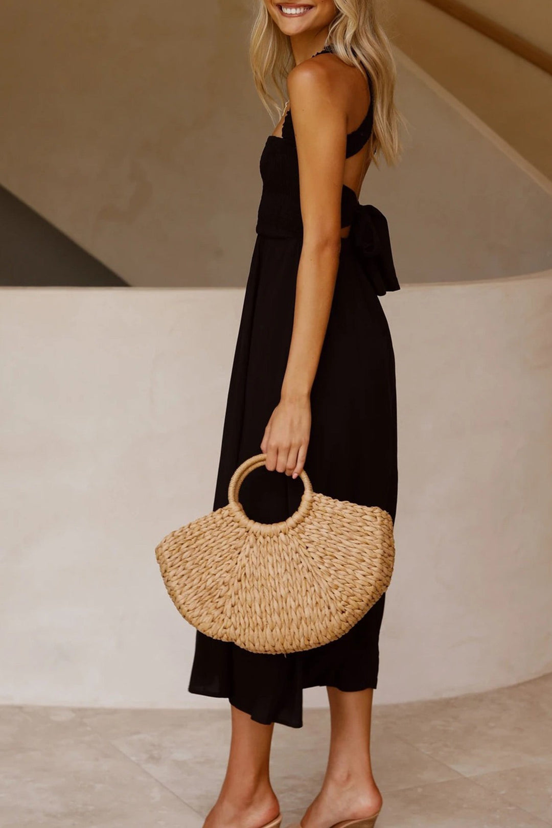 Mirla | Crisscross Tie-Back Midi Klänning-Eva Jonsson