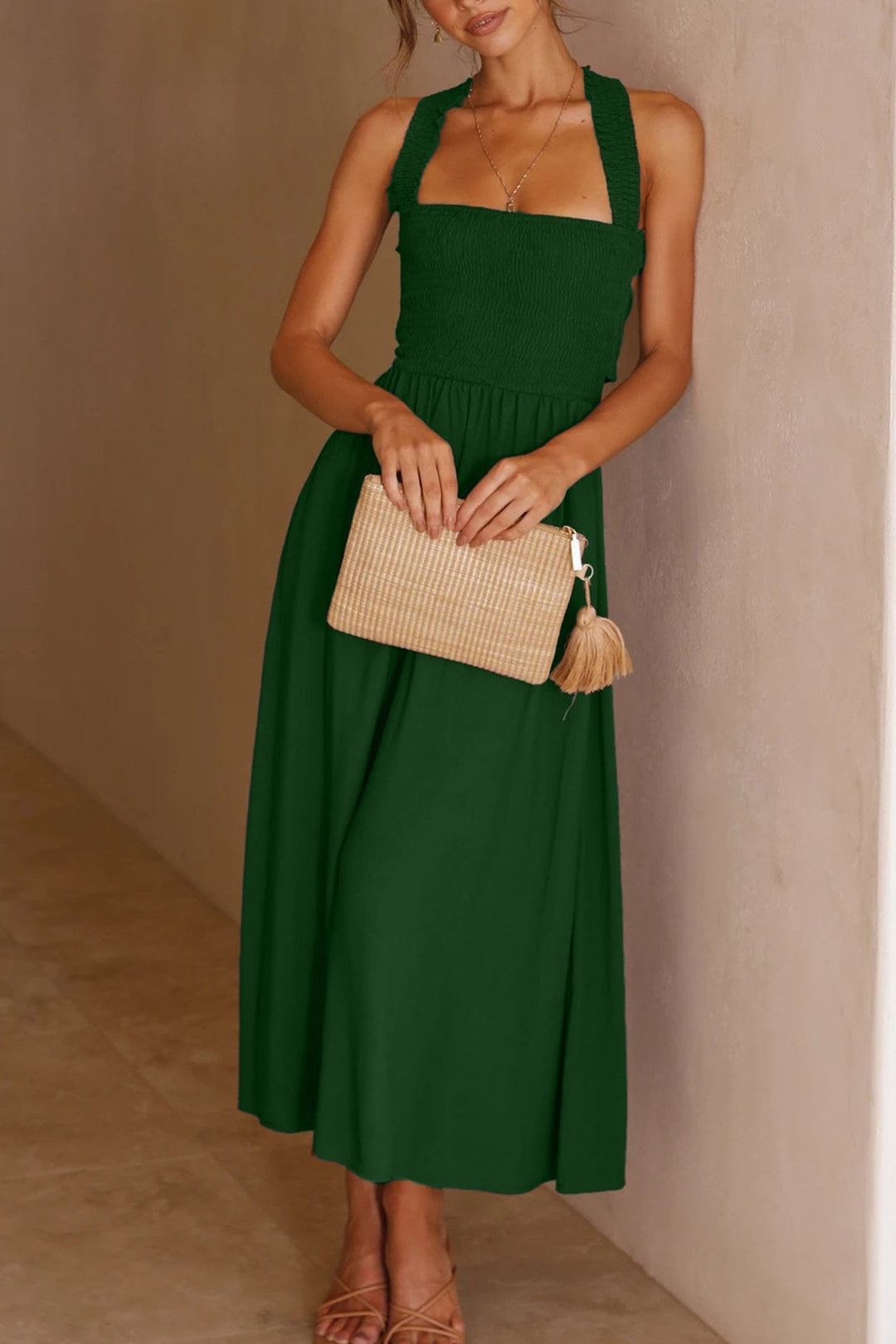 Mirla | Crisscross Tie-Back Midi Klänning-Eva Jonsson