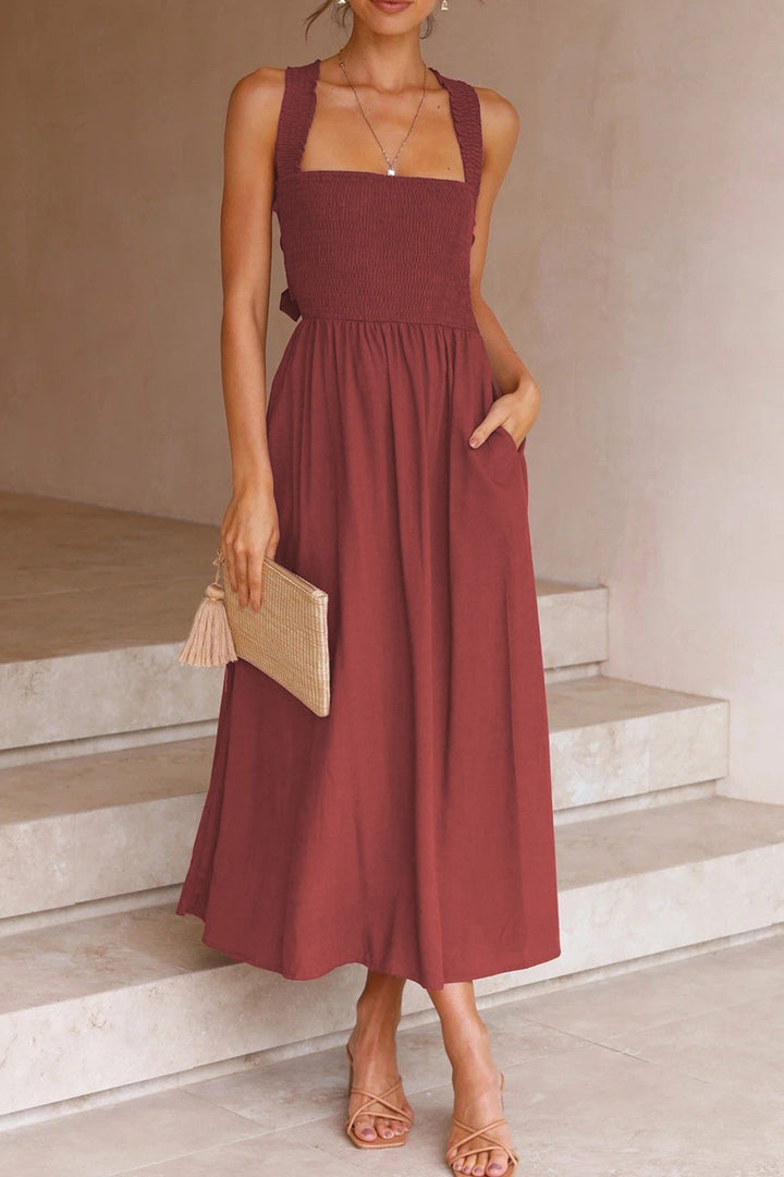 Mirla | Crisscross Tie-Back Midi Klänning-Eva Jonsson