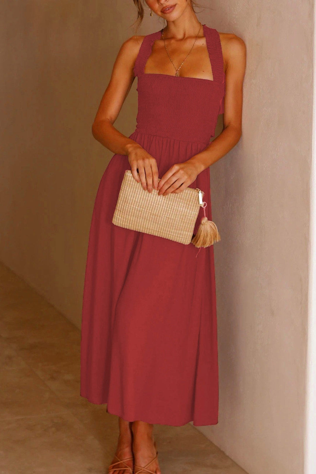 Mirla | Crisscross Tie-Back Midi Klänning-Eva Jonsson