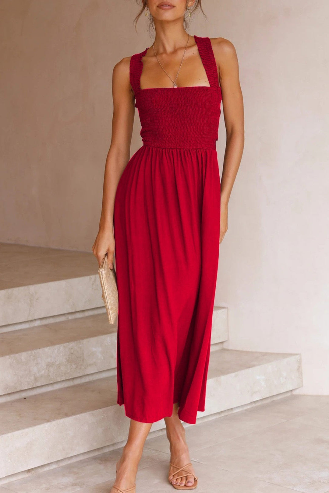 Mirla | Crisscross Tie-Back Midi Klänning-Eva Jonsson