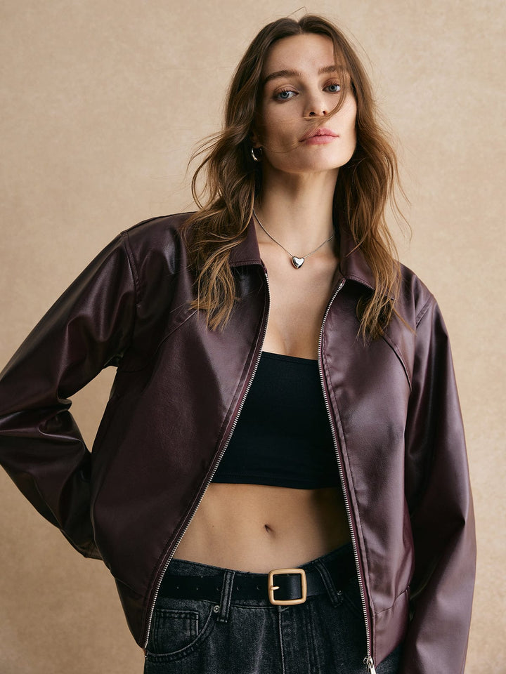 Mirla | Cropped Läderjacka Modern, Elegant & Tidös-Eva Jonsson