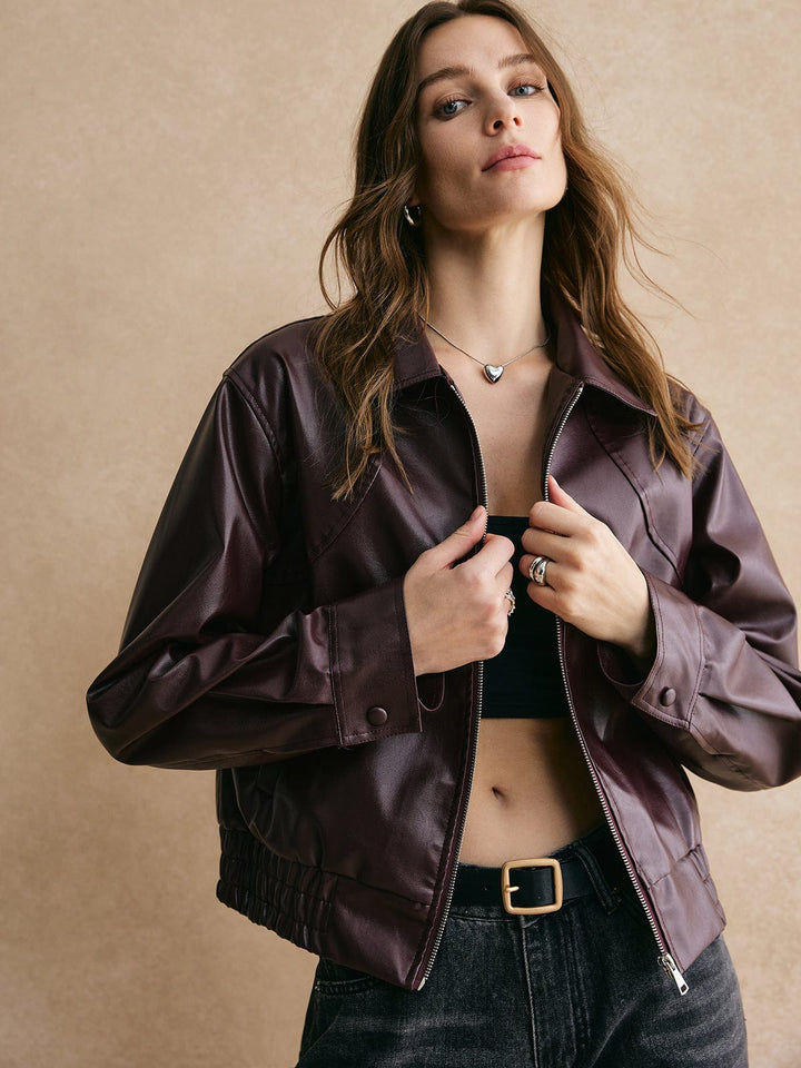 Mirla | Cropped Läderjacka Modern, Elegant & Tidös-Eva Jonsson